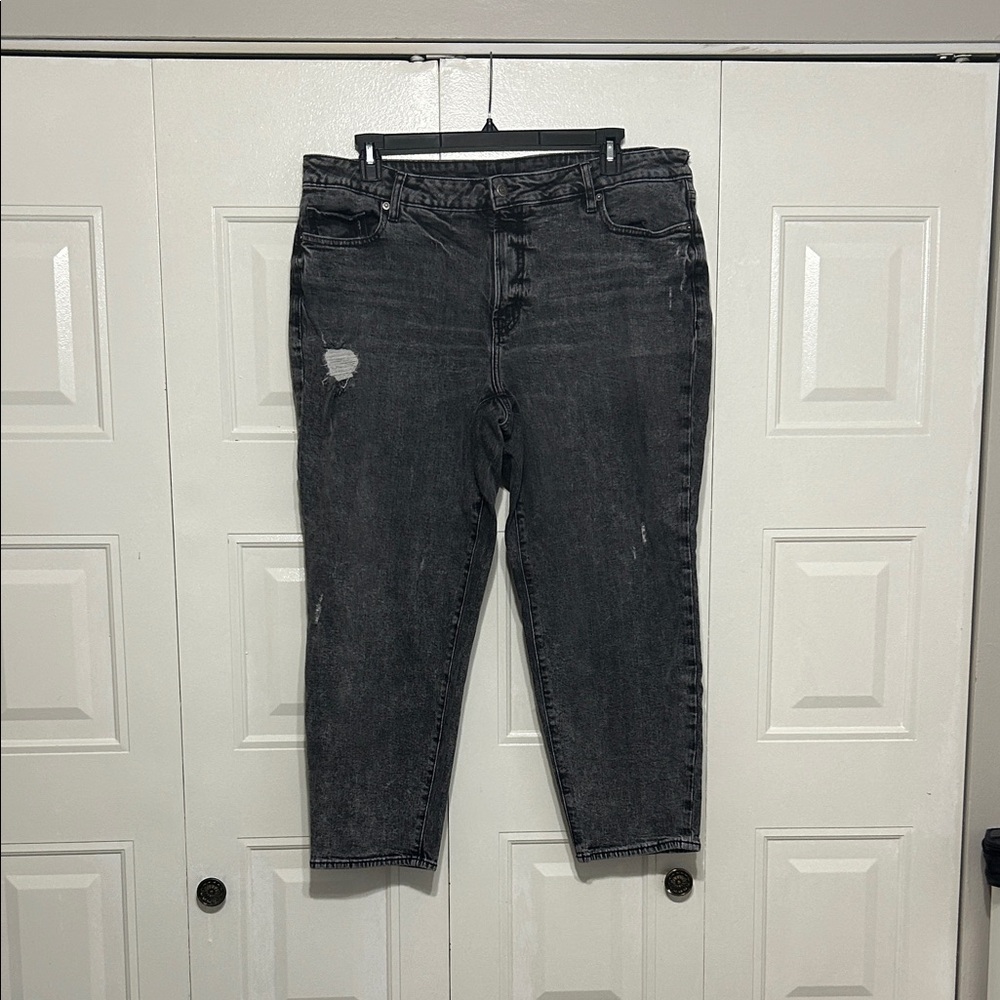 Old Navy Women's Dark Gray Distressed Jeans